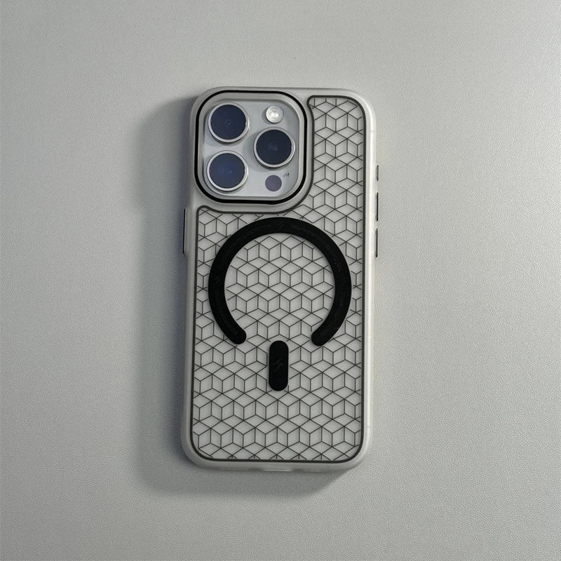 Ultrathin Frosted Geometric Magnetic Phone Case For iPhone