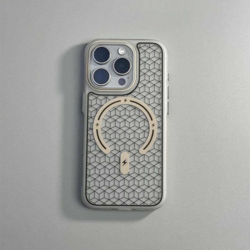 Ultrathin Frosted Geometric Magnetic Phone Case For iPhone