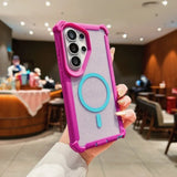 Transparent Glitter Magnetic 2in1 Airbag Shockproof Case For Samsung