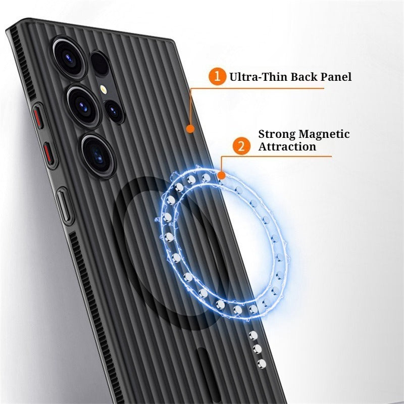 Corrugated Grating Anti-Slip Strip Magnetic Skin-Feel Phone Case for Samsung