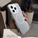 Solid Color Jelly Magnetic Liquid Silicone Phone Case For iPhone