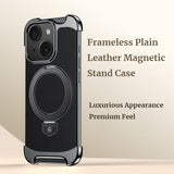 Frameless Plain Leather Magnetic Stand Case for iPhone