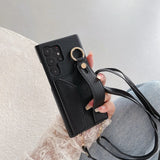 Wrist Strap Crossbody Leather Wallet Case For Samsung
