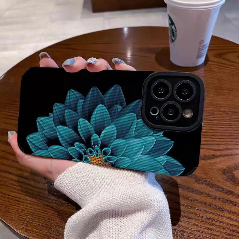 Fashion Blue Flower Silicone Case For iPhone