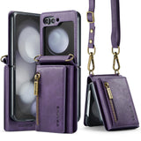 2 in 1 Leather Magnetic Flip Wallet Case for Samsung Z Flip