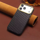 Genuine Leather Woven Magnetic Charging Case for iPhone
