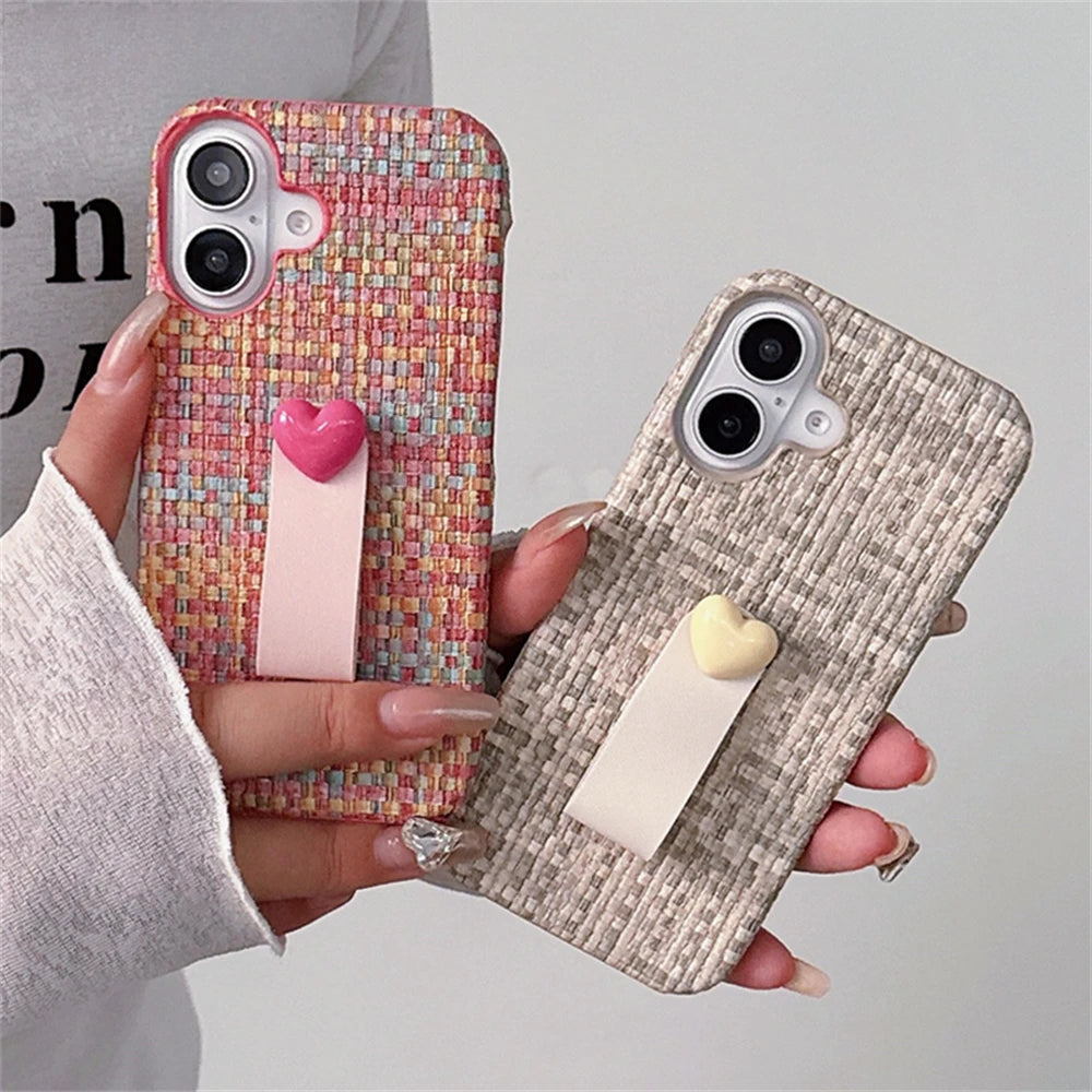 Weave Texture With Wrist Strap Case For iPhone