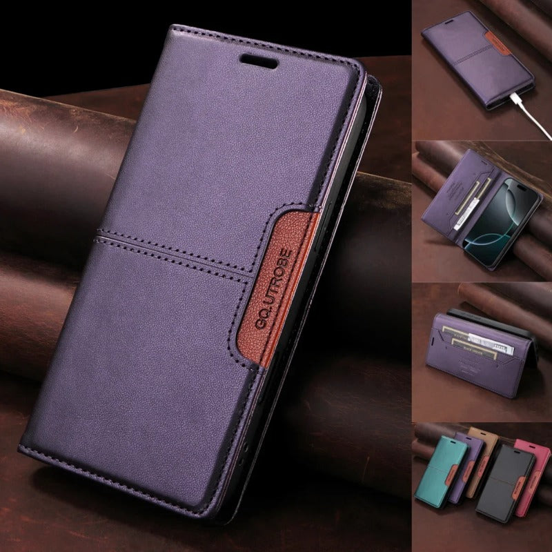 Leather Magnetic Book Wallet Case for Samsung