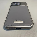 Metal Lens Holder Frameless Leather Magnetic Case For iPhone