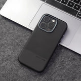 Color‑Block PC Leather Magnetic Anti‑Drop Case for iPhone