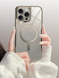 Magnetic Plating Soft Rubber Frame Phone Case For iPhone