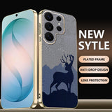 Premium Plaid Reindeer Electroplated Phone Case for Samsung