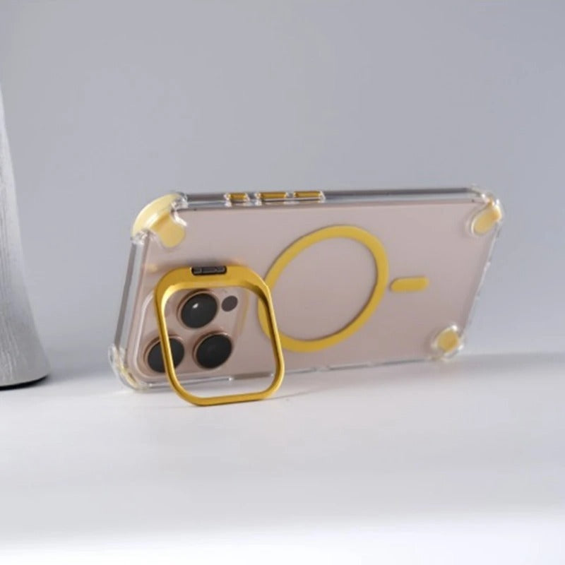 Transparent Acrylic Airbag Camera Stand Magnetic Case for iPhone