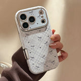 Vintage Plaid Bow Leather Soft Full Wrap Case for iPhone