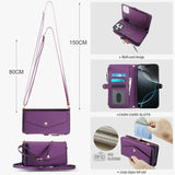 Leather RFID Blocking Lanyard Wallet Case for iPhone