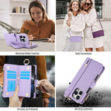 Leather Crossbody Zipper Wallet Phone Case for iPhone