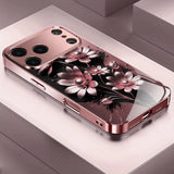 Pink Floral Pattern Electroplated Case for iPhone