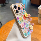 3D Gilded Floral Embossed Glitter Case for iPhone