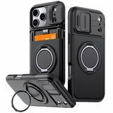 Armor Reinforced Shock‑Absorbent Case With Card Slot & Stand for iPhone