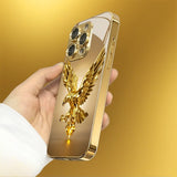 Golden Eagle Electroplated Tempered Glass Phone Case for iPhone