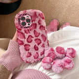 Fashion Plush Leopard Print With Bracelet Phone Case For iPhone