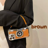 Fashion 3D Retro Camera Handheld Leather Case for iPhone