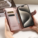 Glitter Plaid Leather Case with Card Slots and Lanyard for iPhone