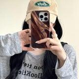 Retro Glossy Brown Render Satin Pattern Shockproof TPU Case for iPhone