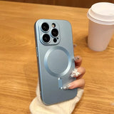 Silicone Glass Lens Magnetic Wireless Charge Case for iPhone