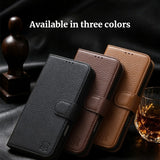 Genuine Leather Flip Card Slot RFID Blocking Wallet Case for iPhone