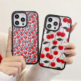 Cute Red Flower Cherry Painting Phone Case For iPhone