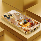 Apple Pattern Gold Plated Glass Phone Case for iPhone