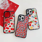 Cute Red Flower Cherry Painting Phone Case For iPhone