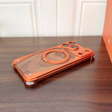 Walnut Wood Frameless Magnetic Case with Metal Rotating Stand for iPhone