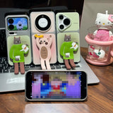 Cat Café Electroplated Rotating Stand Case for iPhone