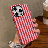 Fashion Red Stripe Double-Layer Protective Phone Case for iPhone