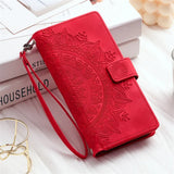 Leather Flip Wallet Embossing Phone Case for Samsung