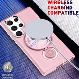 360° Swivel Stand Plating Lens Hole Magnetic Case For Samsung