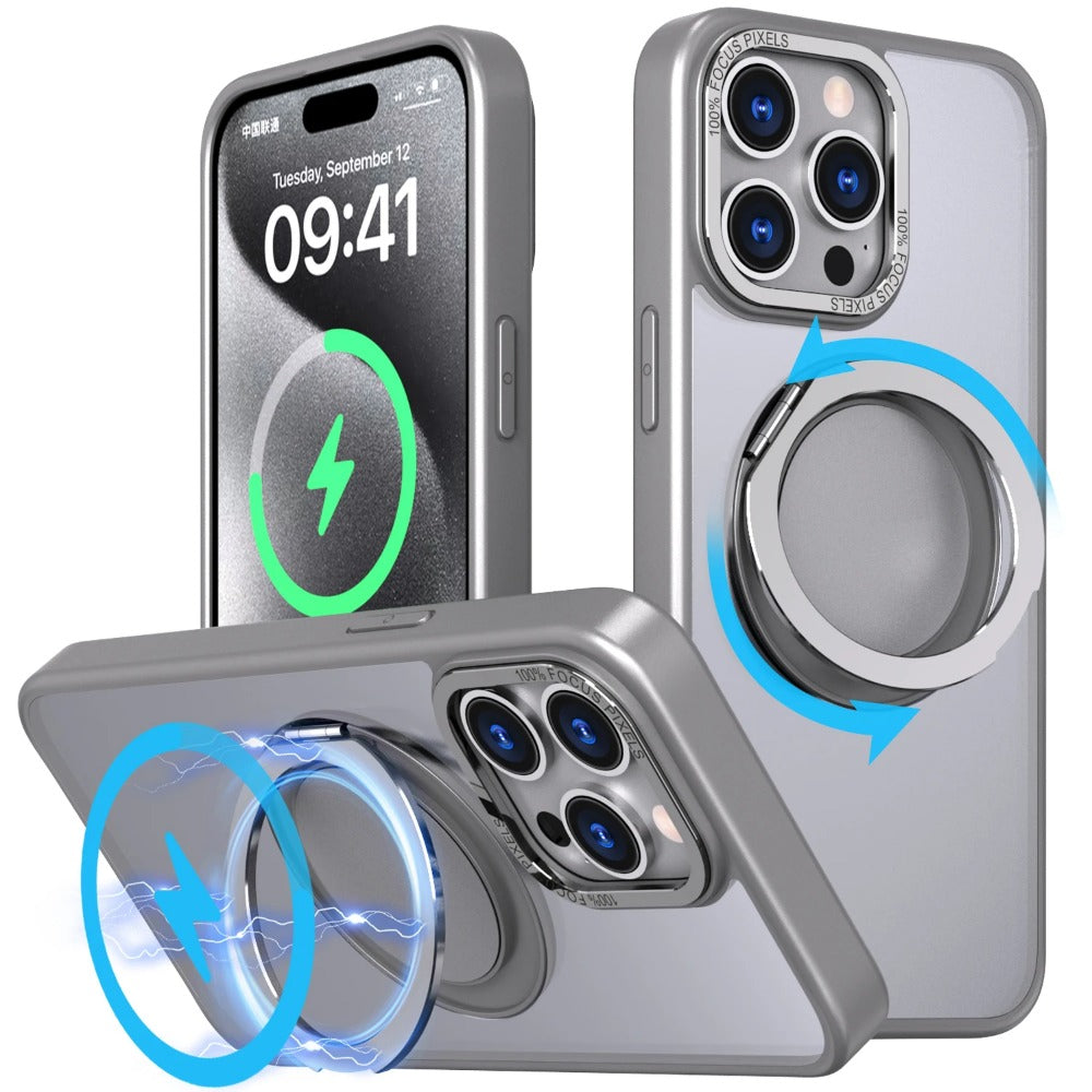 Magnetic Matte Rotating Stand Phone Case For iPhone