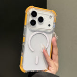 Cream-Colored Border Magnetic Silicone Four-Corner Anti-Drop Case For IPhone