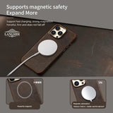 Retro Full Grain Cowhide Genuine Oiled PULL-UP Leather Magnetic Case for iPhone