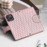 Diamond Grid Card Wallet Flip Leather Case for Samsung