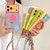 Color Block Magnetic Stand Shockproof Case for iPhone