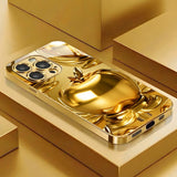 Apple Pattern Gold Plated Glass Phone Case for iPhone