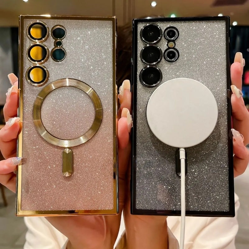 Plating Glitter Magnetic Magsafe Wireless Charging Case For Samsung