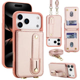 Wristband Stand Card Slot Leather Crossbody Case for iPhone