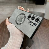 Luxury Sheepskin Maple Leaf Magnetic Phone Case for Samsung