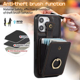 RFID Blocking Ring Holder Wallet Case for iPhone