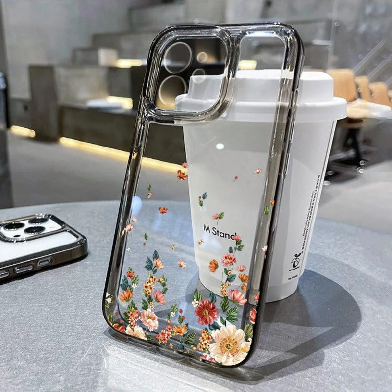 Flower Shockproof Transparent Silicone Soft Fundas Phone Case for iPhone