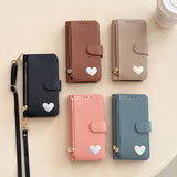 Fashion Heart Pattern Leather Wallet Case for iPhone